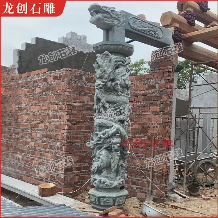 宗祠配套石雕龍柱：傳統紋樣與石材工藝的融合